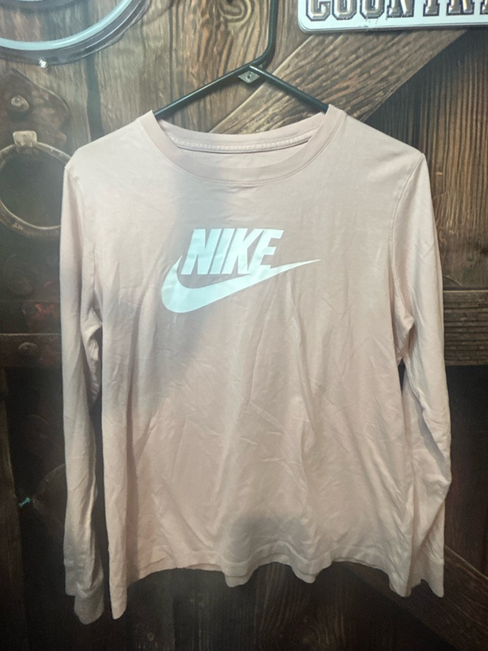 Nike Long Sleeve Shirt in Light Pink with White Logo